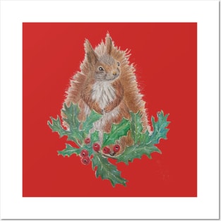 Christmas squirrel Posters and Art